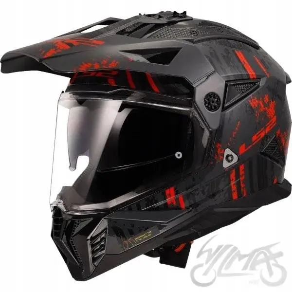 Kask Motocyklowy LS2 MX702 Pioneer II Crazy Czarny Czerwony Rozmiar L Zwrot pieniędzy