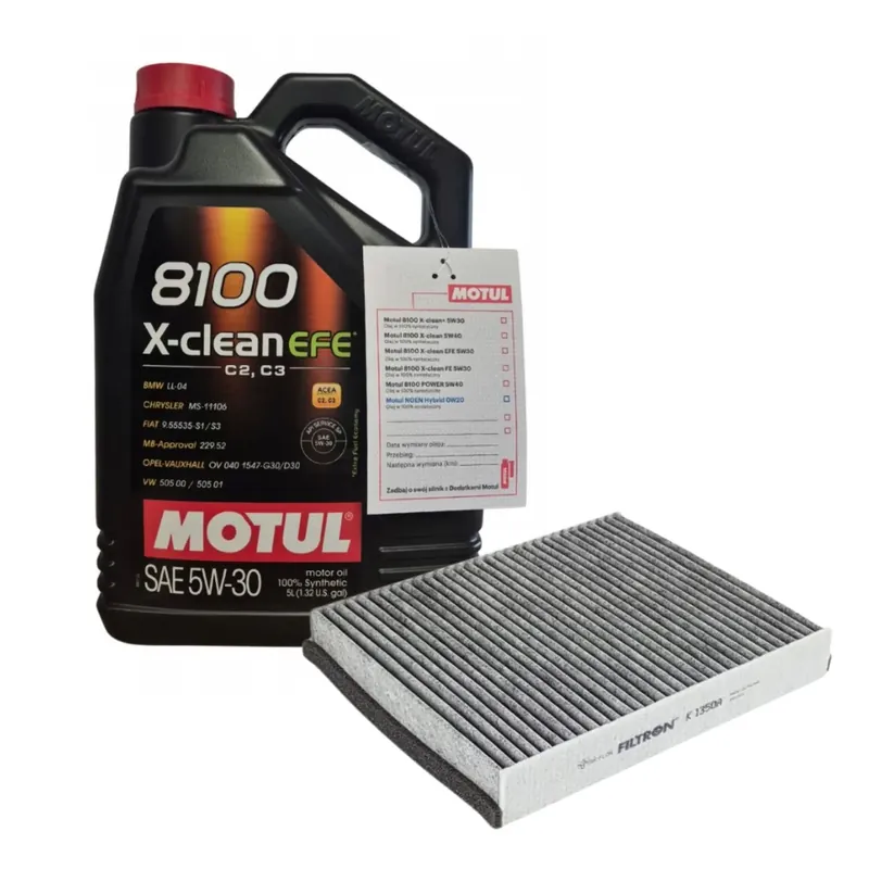 ZESTAW OLEJ MOTUL X-CLEAN+ 5W30 5L + FILTR KABINOWY K 1350A Premium