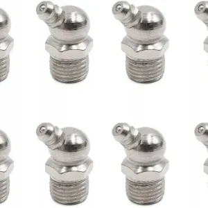 Złączki Smarowe Niklowane 1/4 cala, Kąt 45 stopni 8szt Premium